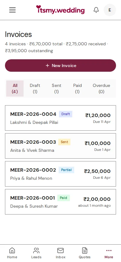 Wedding Vendor Invoicing — Generate GST Invoices, Track Payments & Get Paid Faster