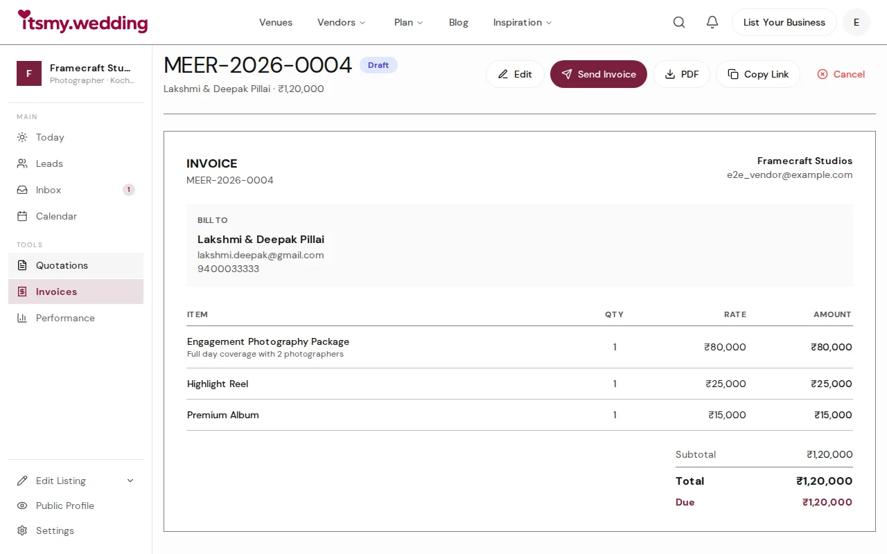 One-click conversion from proforma to tax invoice