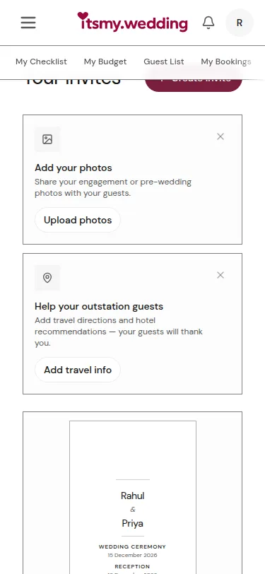 Digital wedding invitation preview